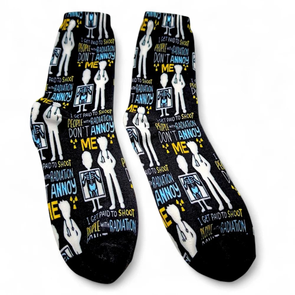 NEW X-Ray Tech Radiology Socks Funny Novelty Black Unisex Mens Womens One Size